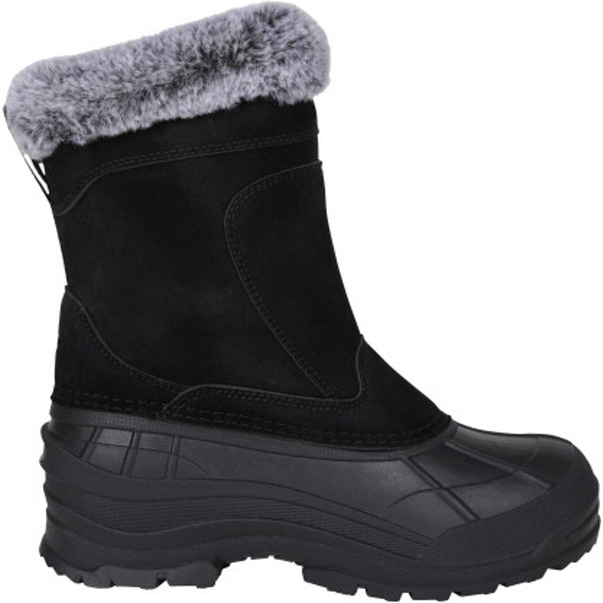 Schneestiefel mit Kunstfellbesatz aus Wildleder