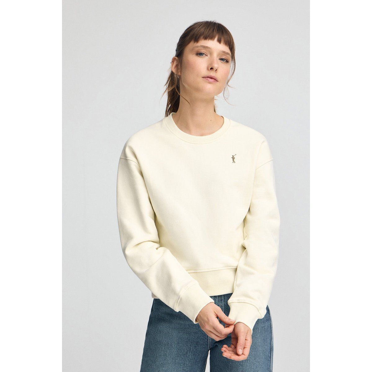 Boxy Fit Sweatshirt mit Rundhalsausschnitt