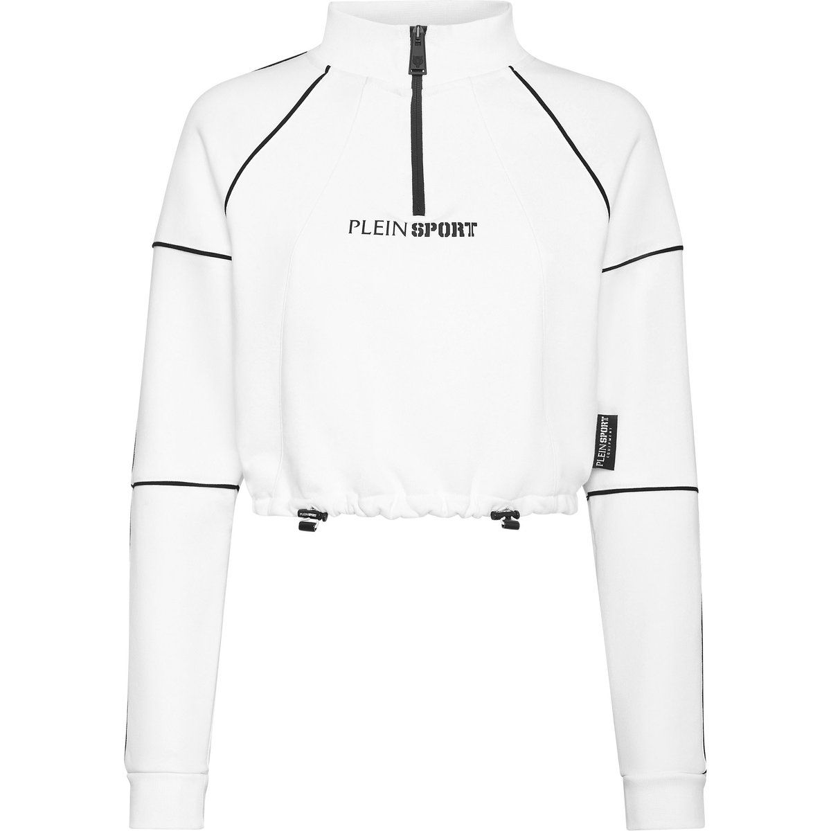 Kurzes Fleece-Sweatshirt mit Kontrastpaspeln