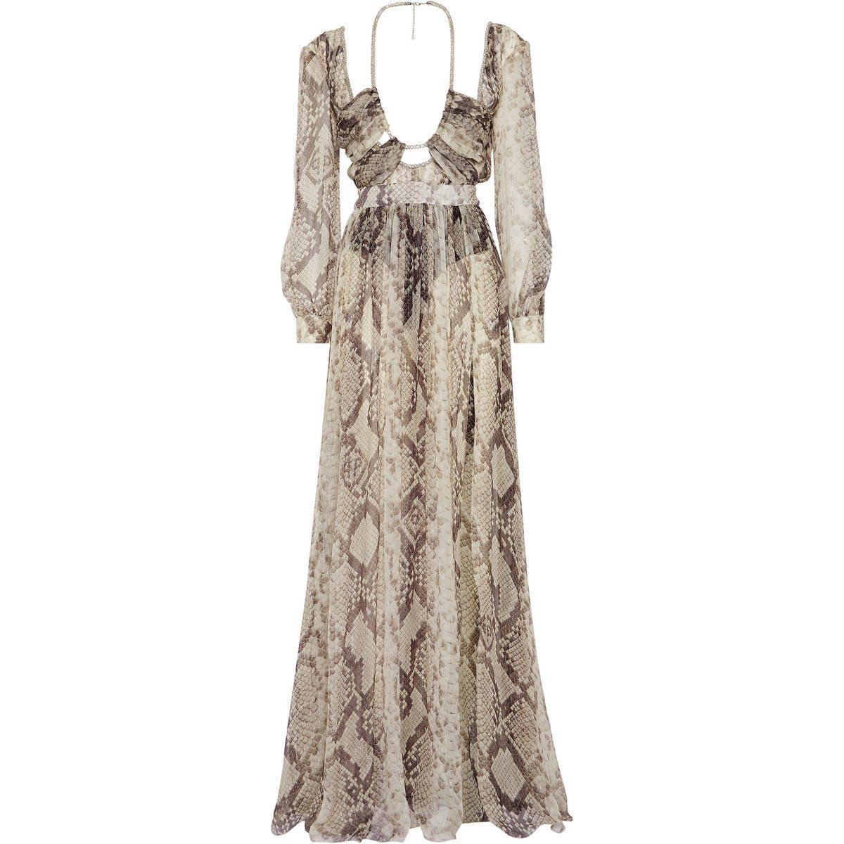 Maxikleid aus Chiffon mit Python-Print