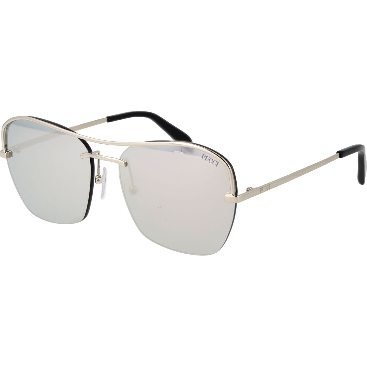 Geometrische Halbrand-Sonnenbrille mit Verspiegelung