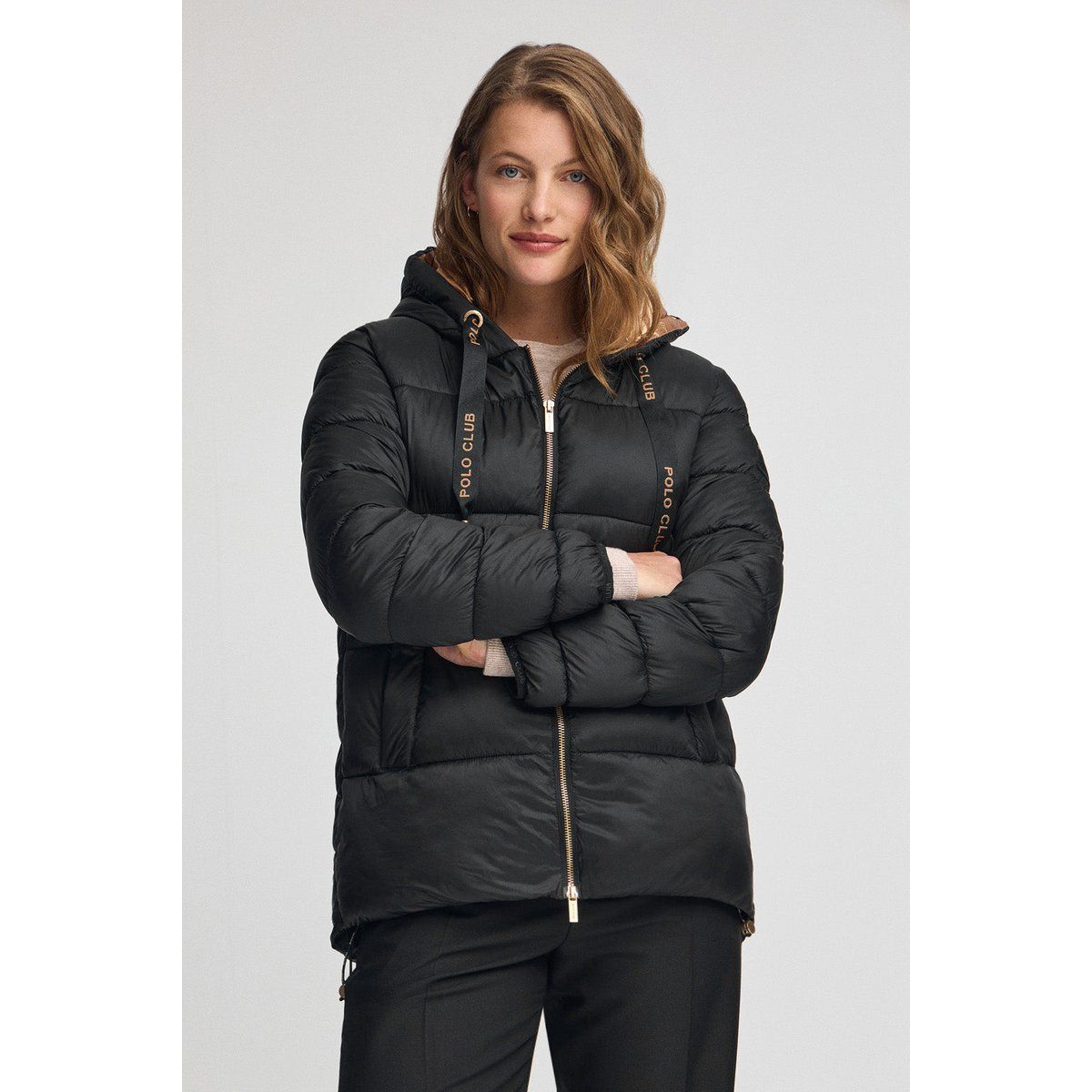 Kurze Gesteppte Pufferjacke mit Kapuze
