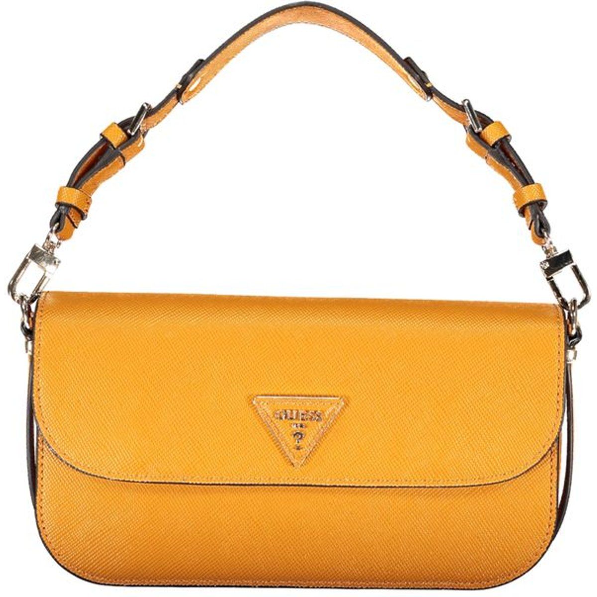 Schultertasche mit Saffiano-Struktur und Logo-Plakette