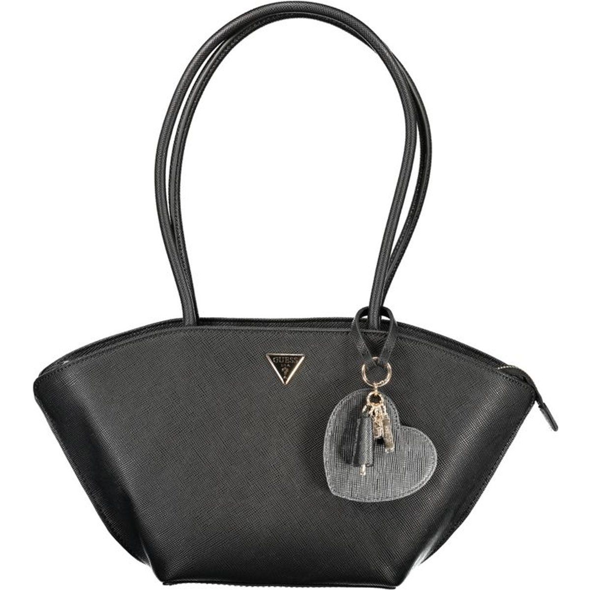 Trapezförmige Schultertasche mit Saffiano-Optik