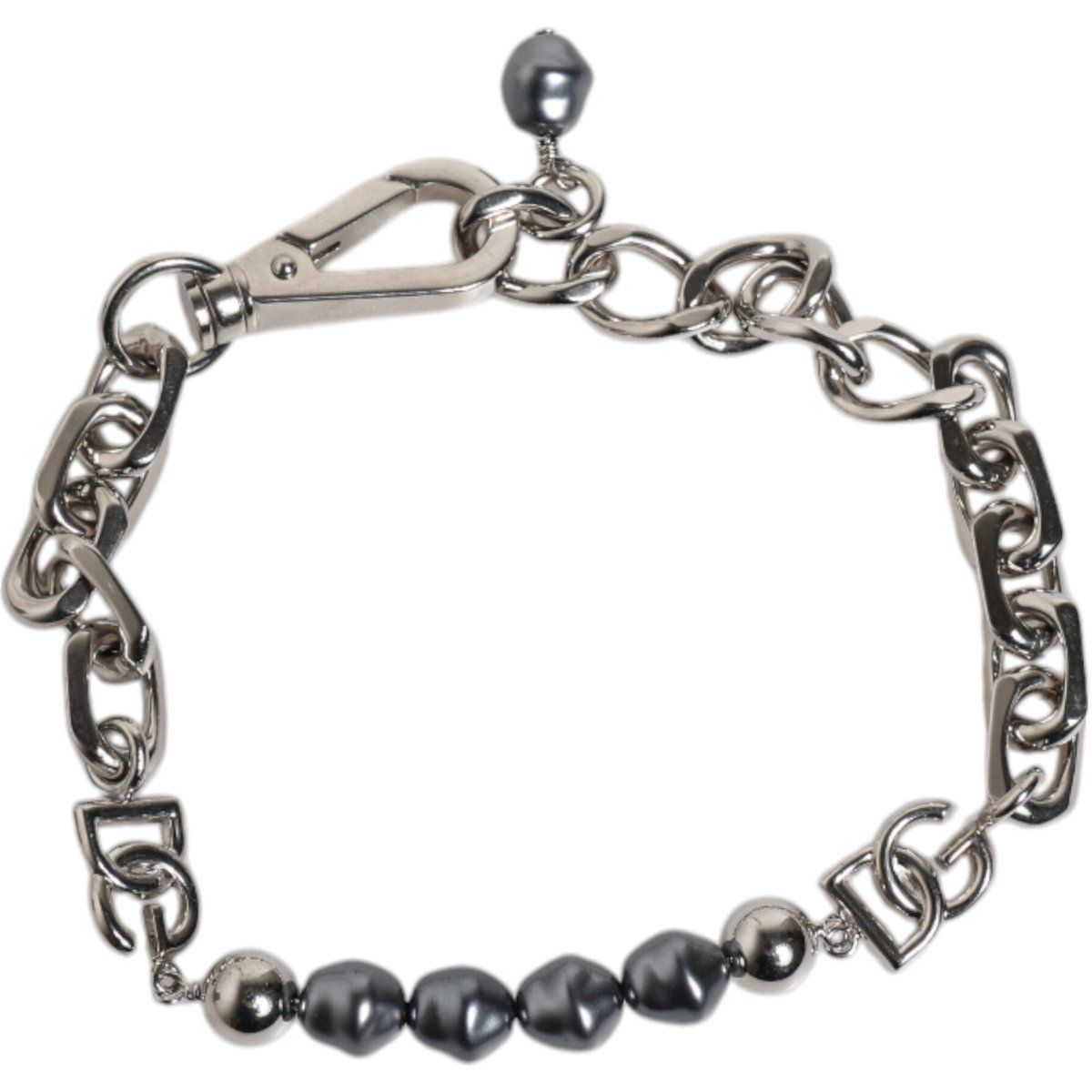 Massives Kettenglied-Armband mit Perlen