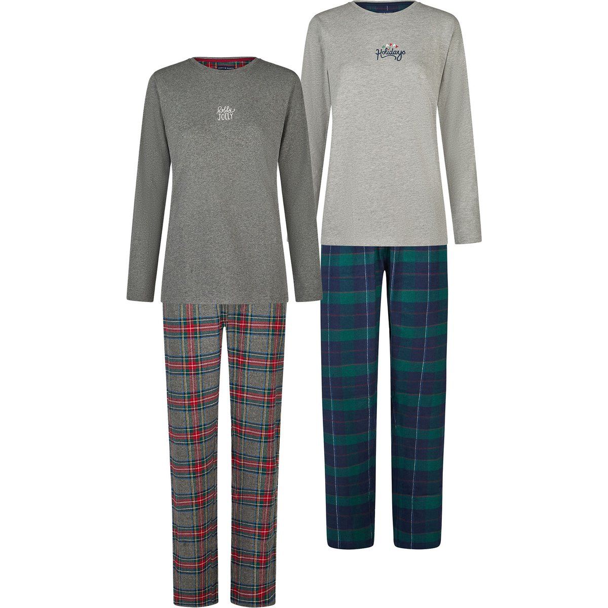 Festliches Baumwoll-Pyjama-Set mit Karomuster