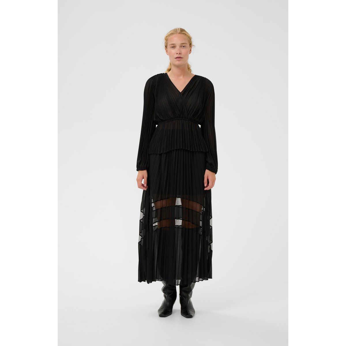 Plissierter Midirock mit transparenten Streifen