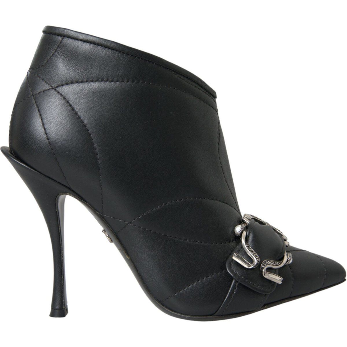 Gesteppte Leder-Stiletto-Stiefeletten