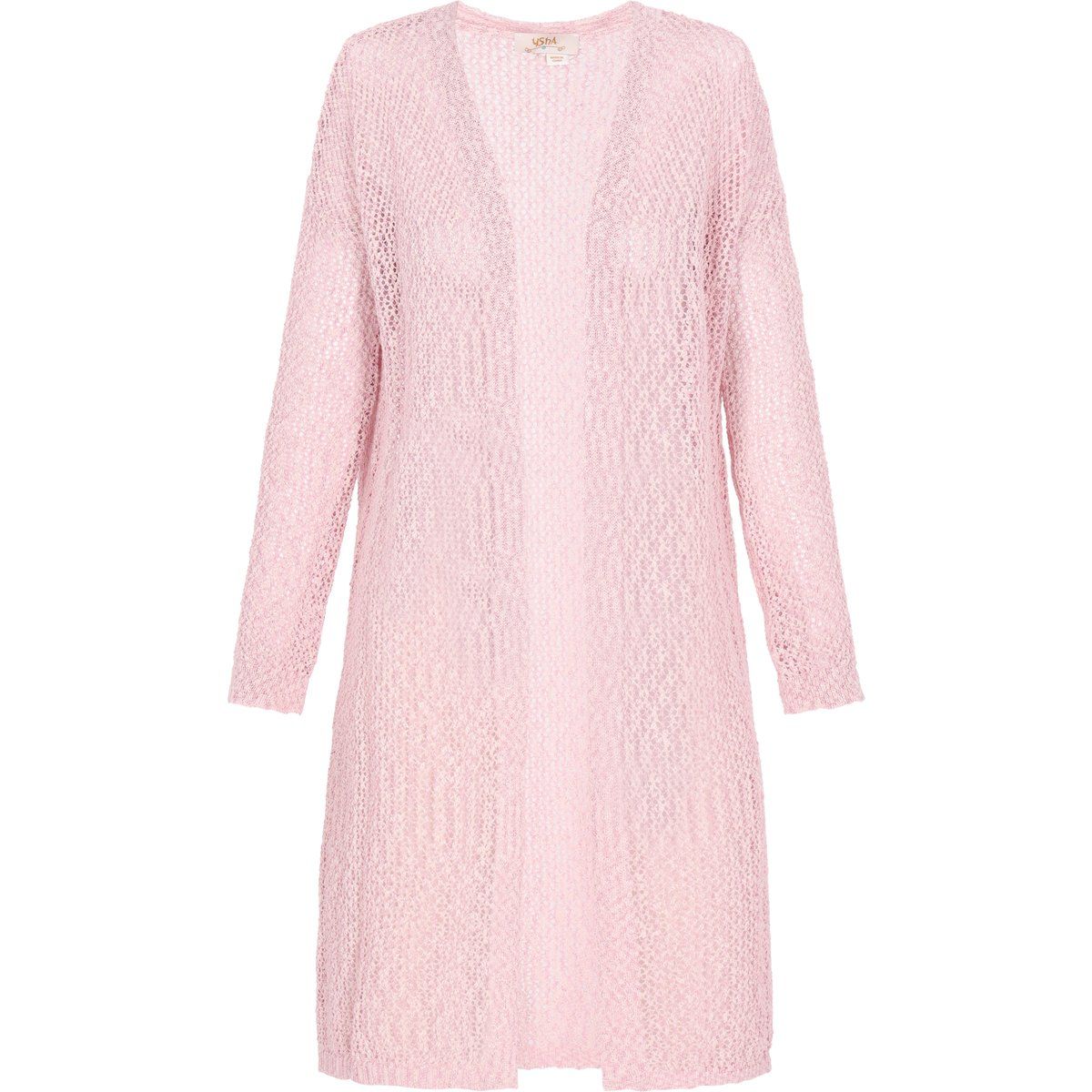 Leichter Longcardigan mit Lochmuster