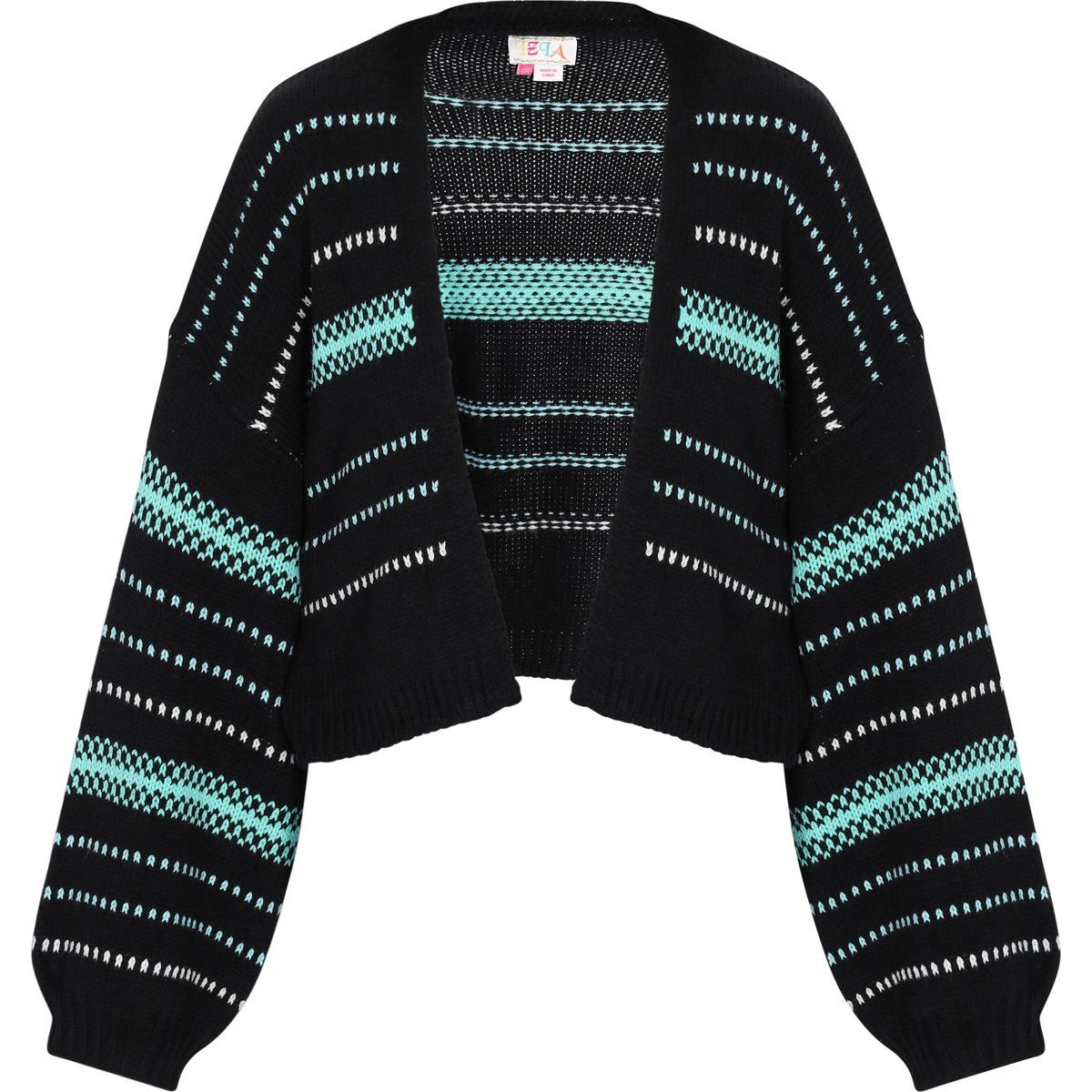 Ethno-Strickjacke mit offener Vorderseite