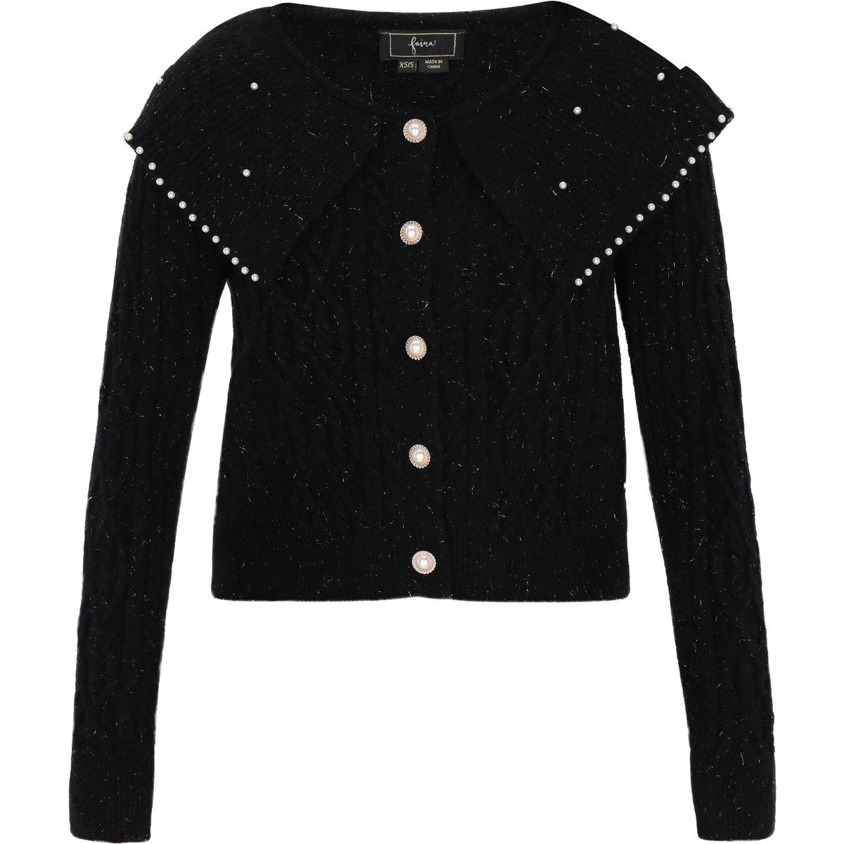 Strickjacke mit Perlen und Puritan-Kragen