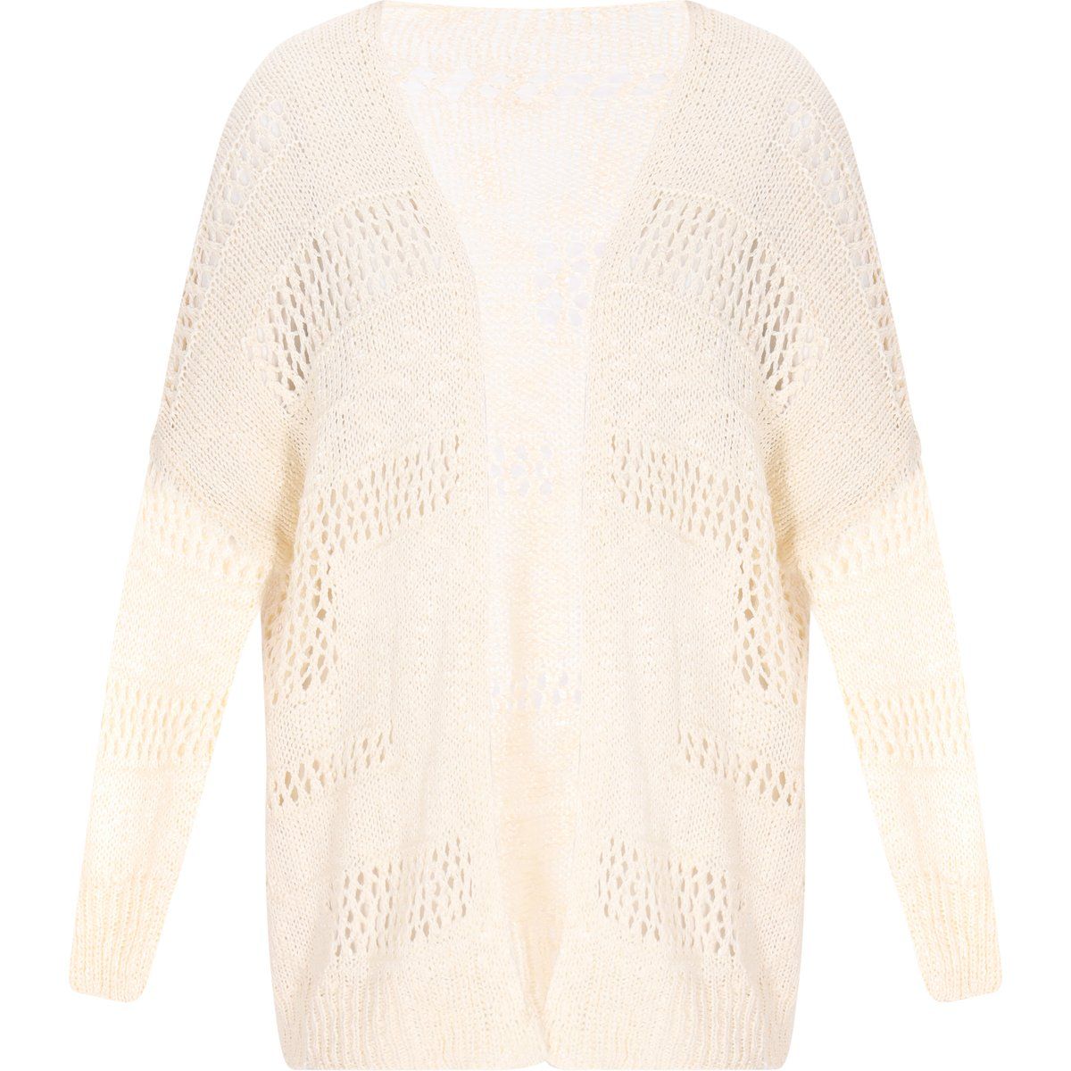 Offene Strickjacke mit gemischtem Strickmuster