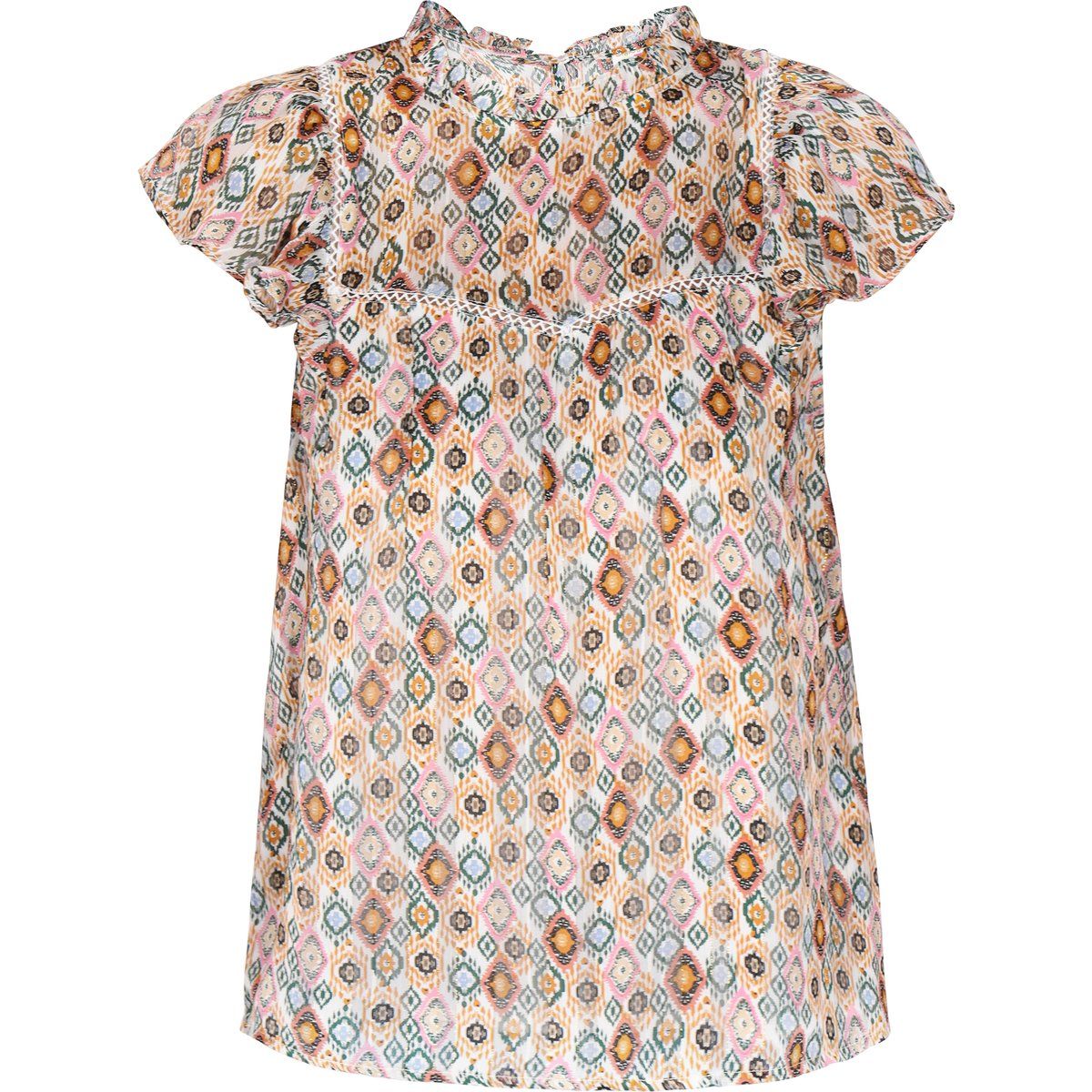Bluse mit Geometriemuster und Flügelärmeln