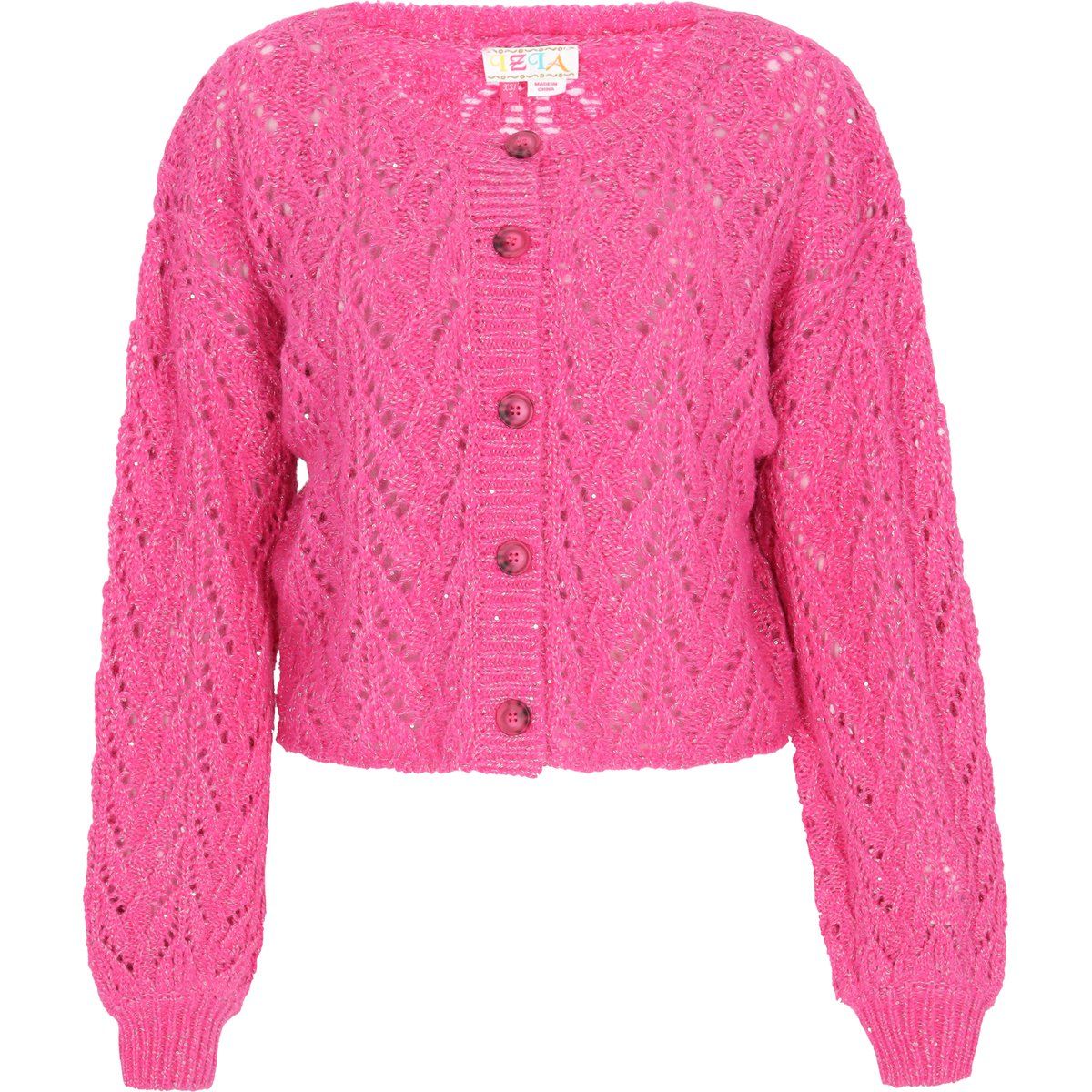 Schimmernde Ajour-Strickjacke