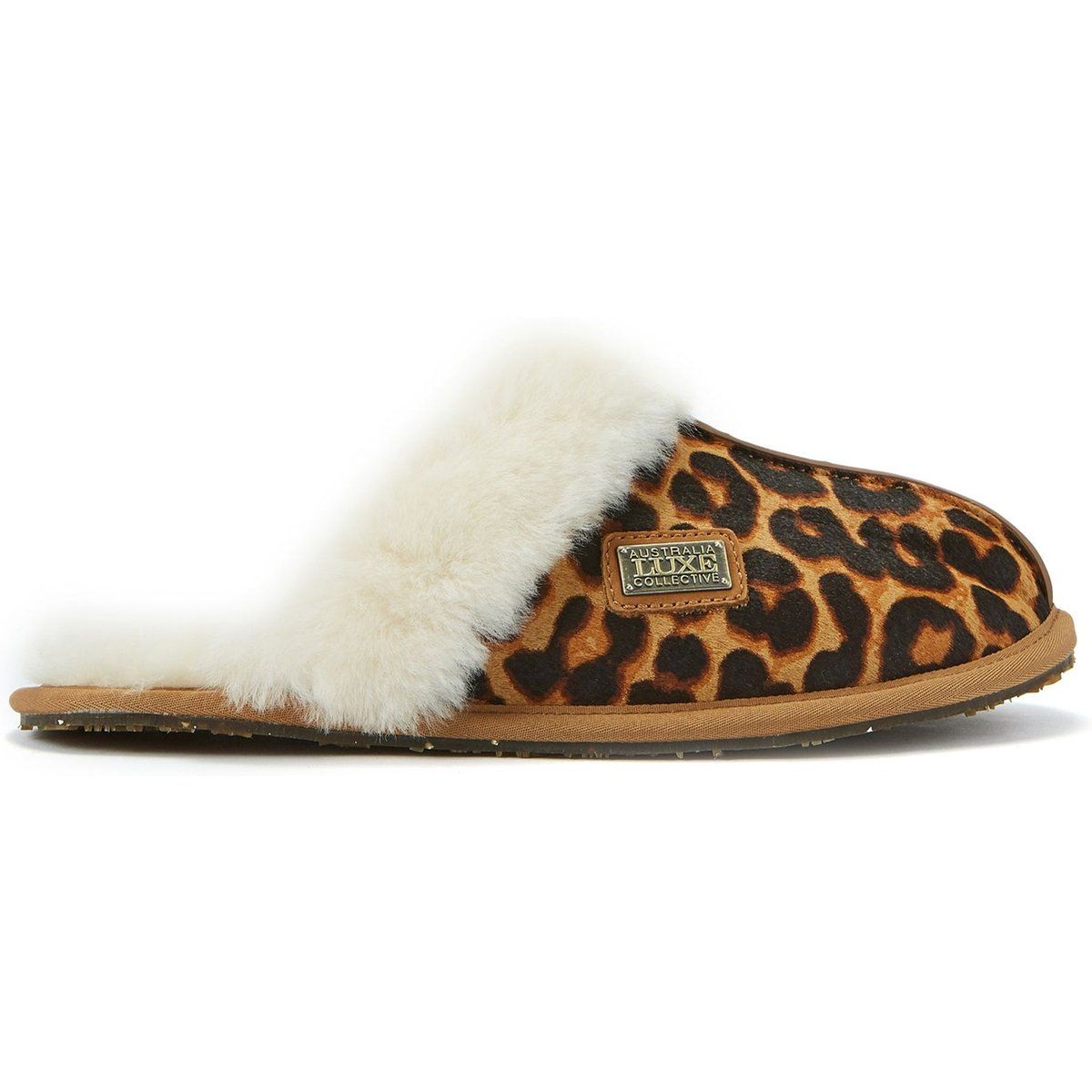 Luxuriöse Leoparden-Hausschuhe mit Lammfell
