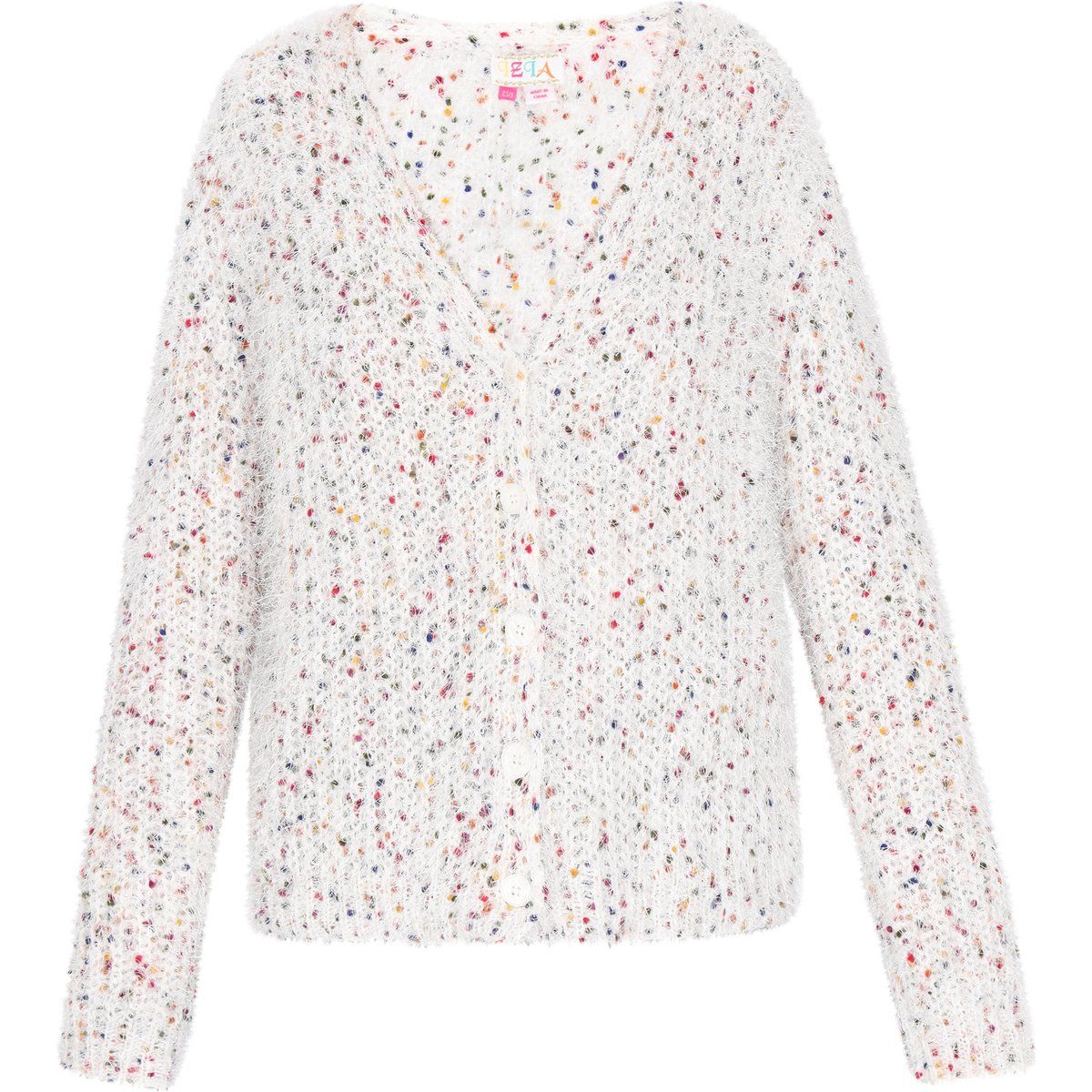 Konfetti-Strickjacke mit V-Ausschnitt