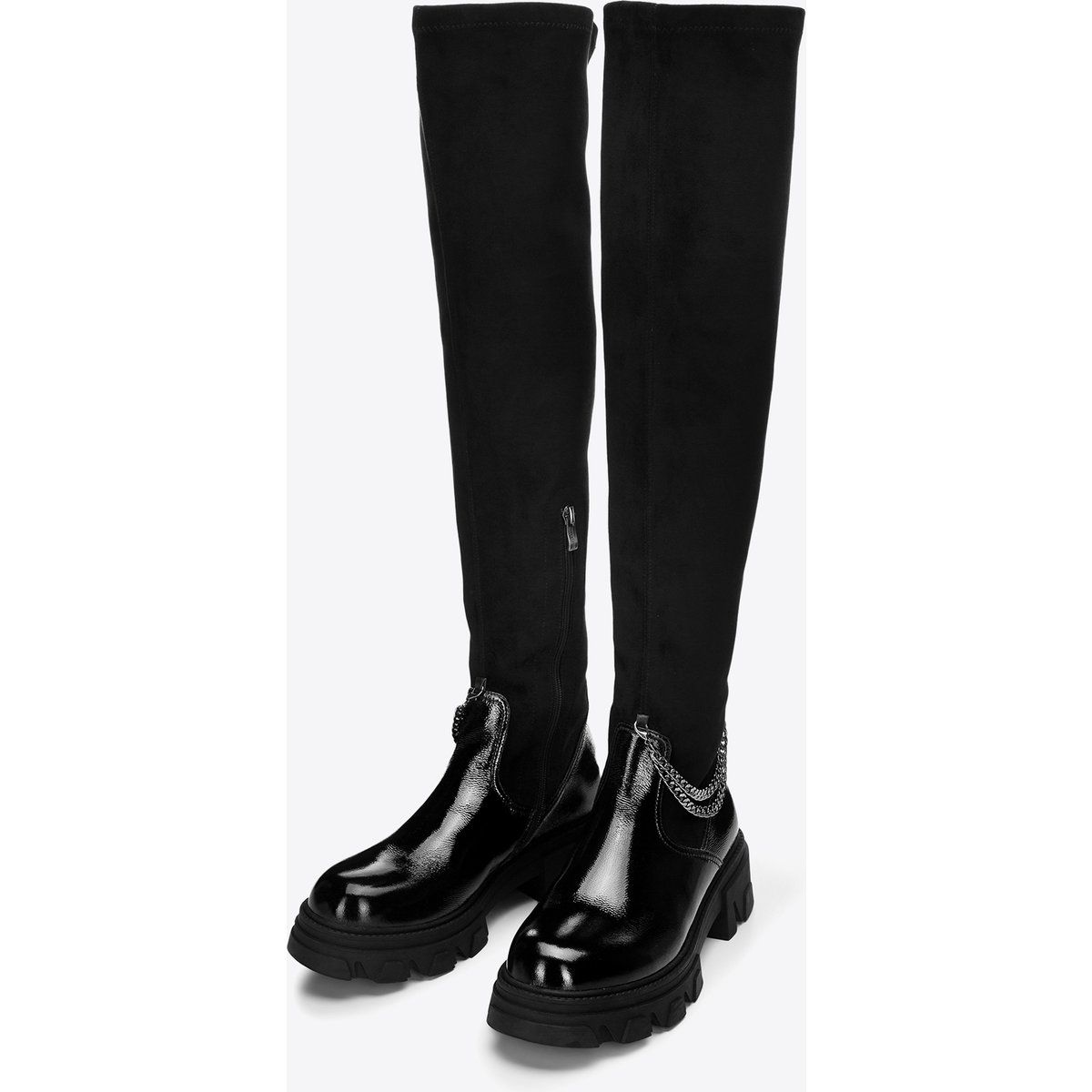 Overknee-Plateaustiefel mit Kette