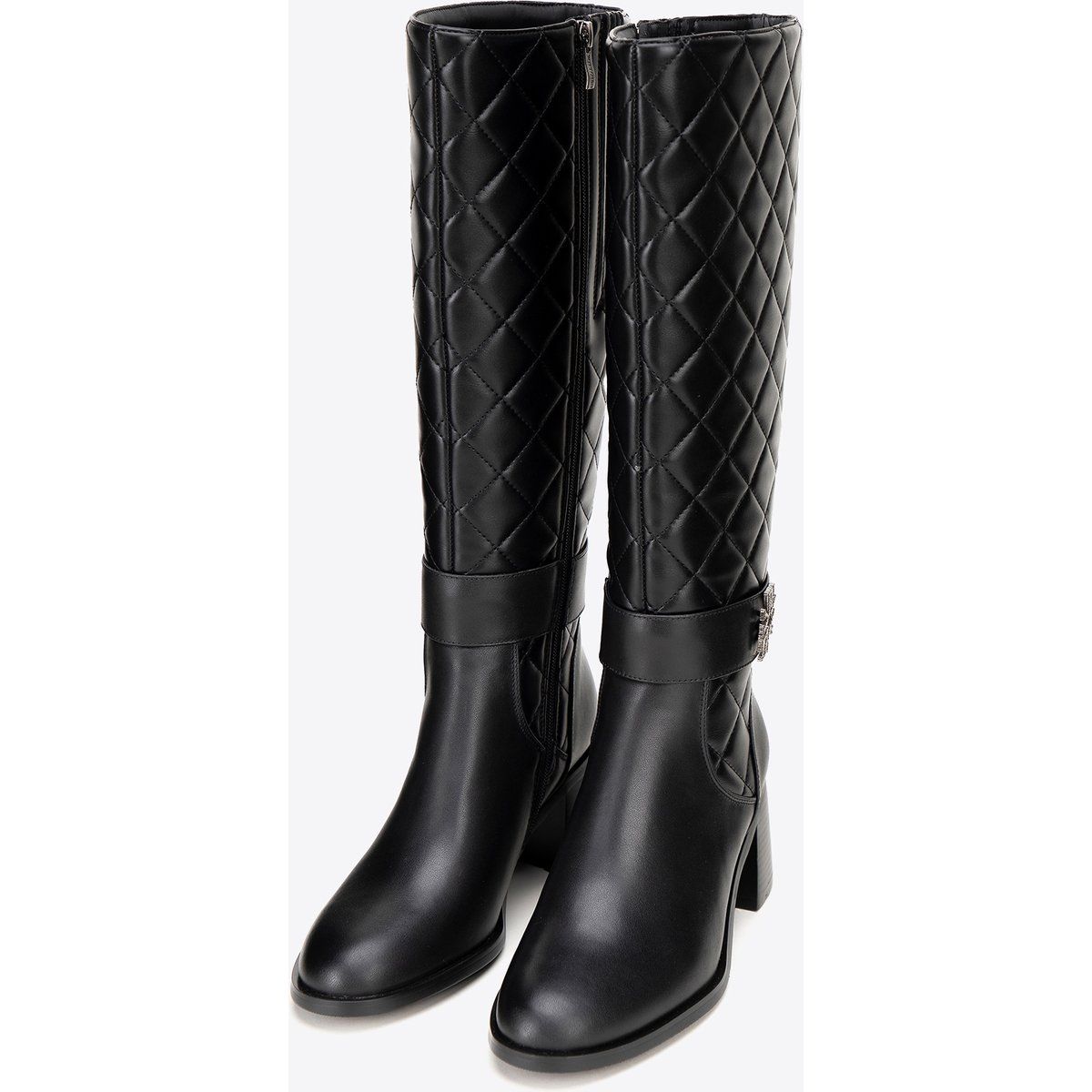 Gesteppte Kniehohe Lederstiefel