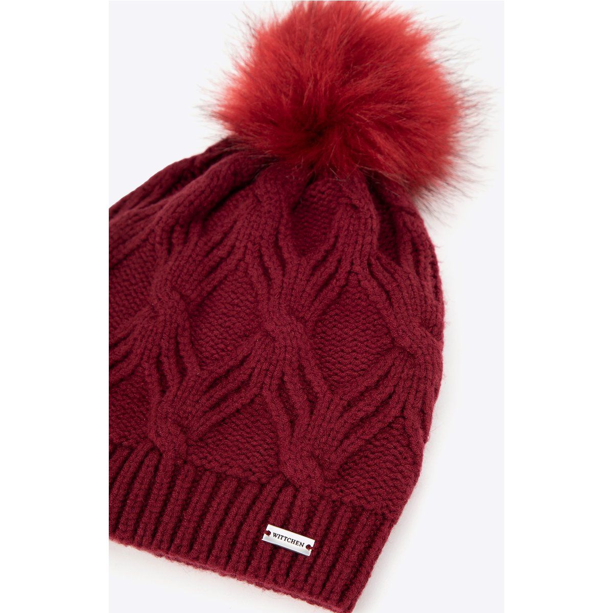 Strukturierte Strickmütze mit Bommel