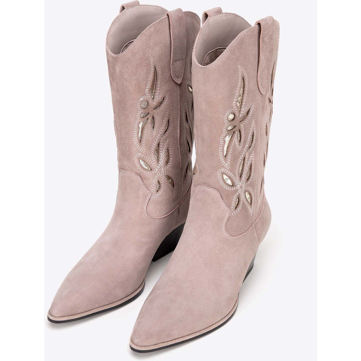 Bestickte Cowboy-Stiefel aus Wildleder
