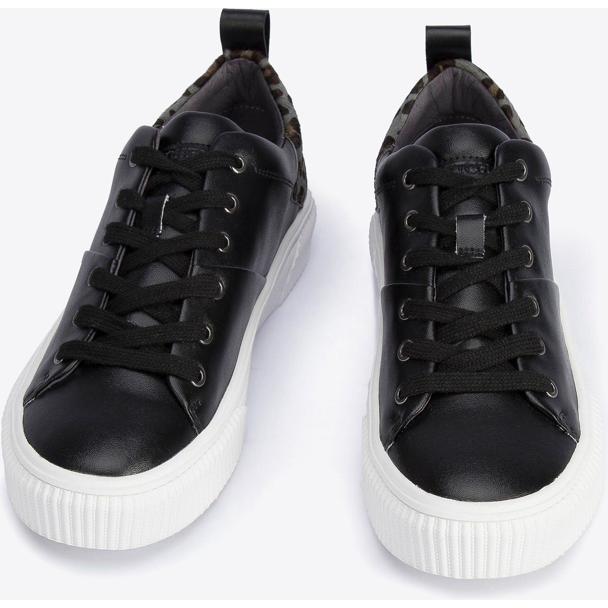 Leder-Sneaker mit Leoparden-Detail