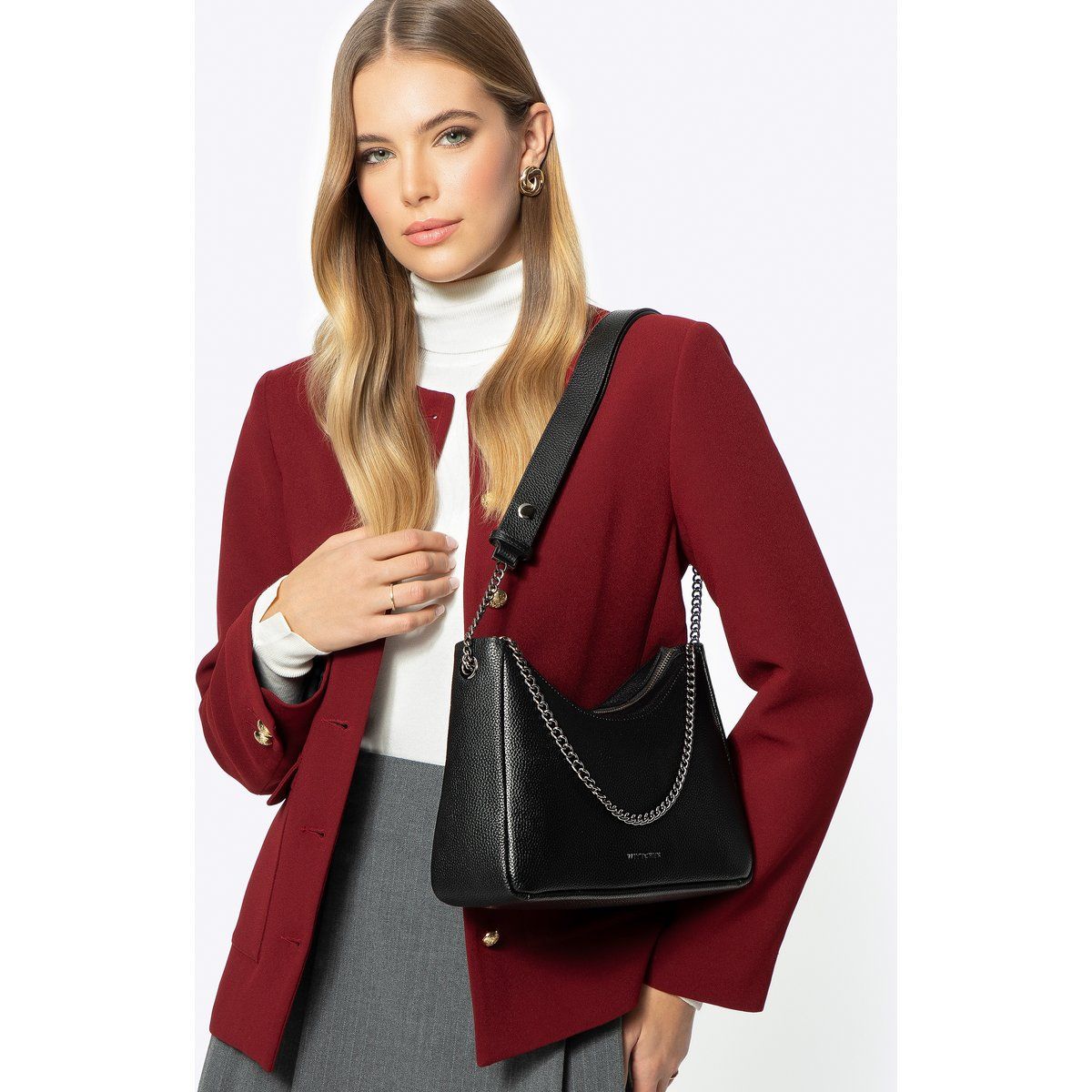 Elegante Baguette aus genarbtem Leder