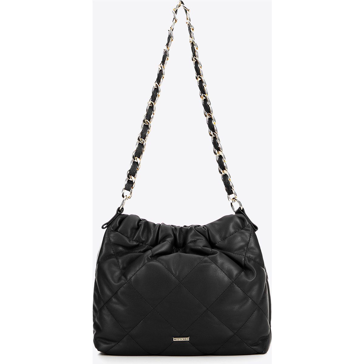 Gesteppte Beuteltasche mit Kette