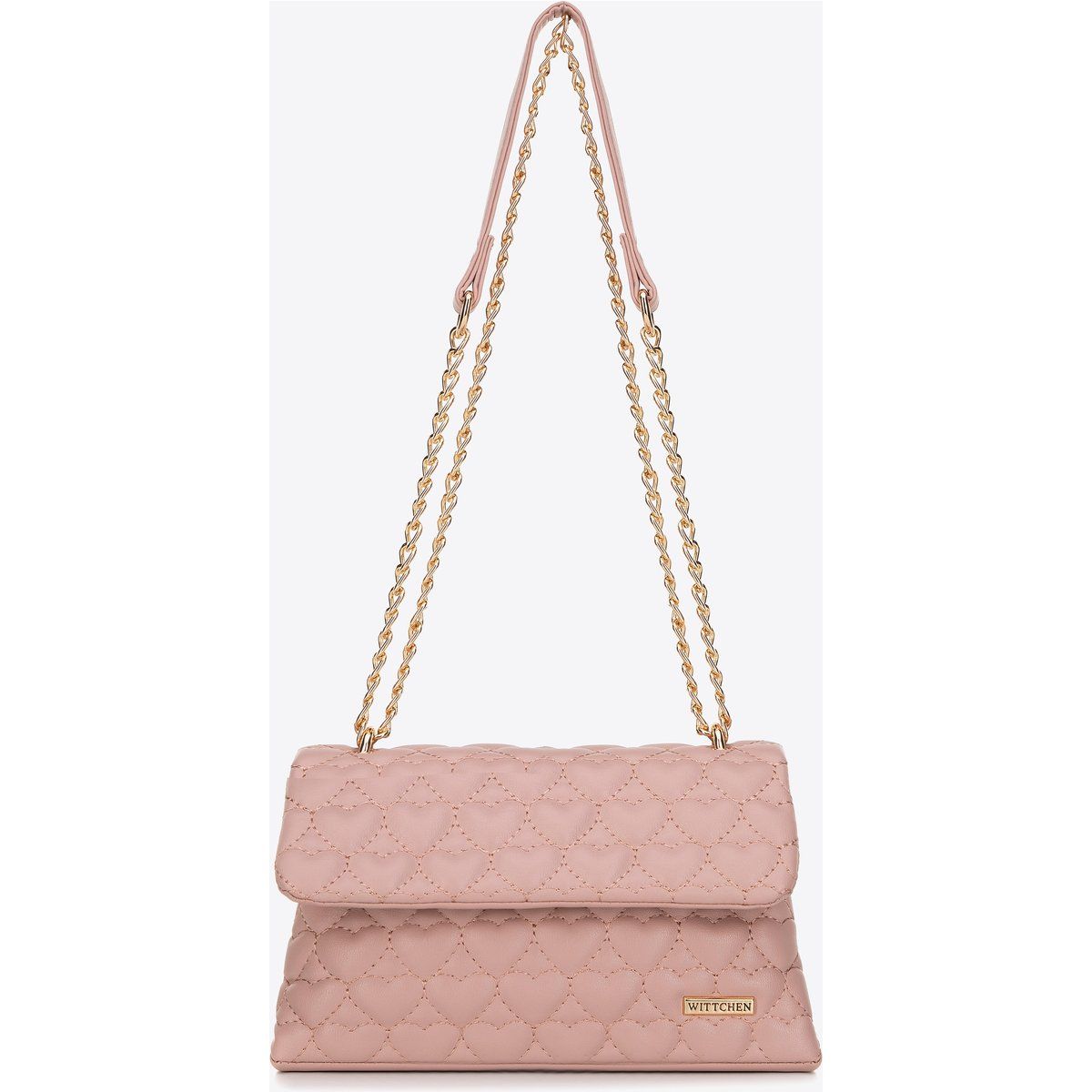 Gesteppte Handtasche mit Herzmuster und Kette