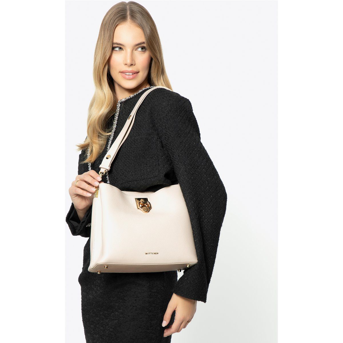 Elegante Leder-Schultertasche mit Schnalle