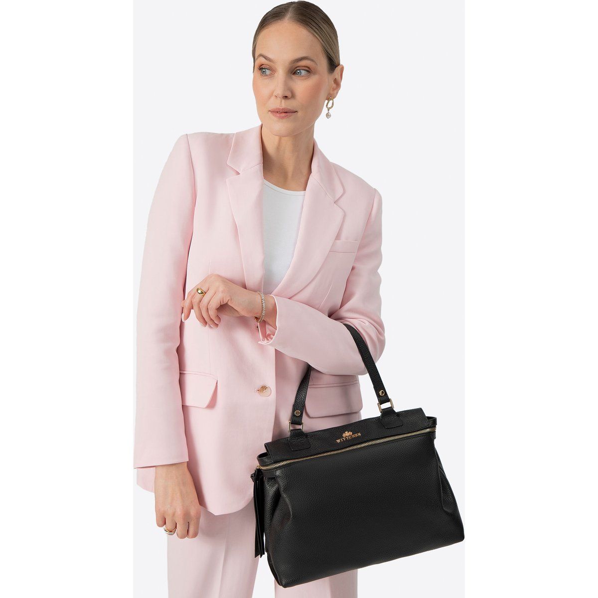 Elegante Henkeltasche aus genarbtem Leder