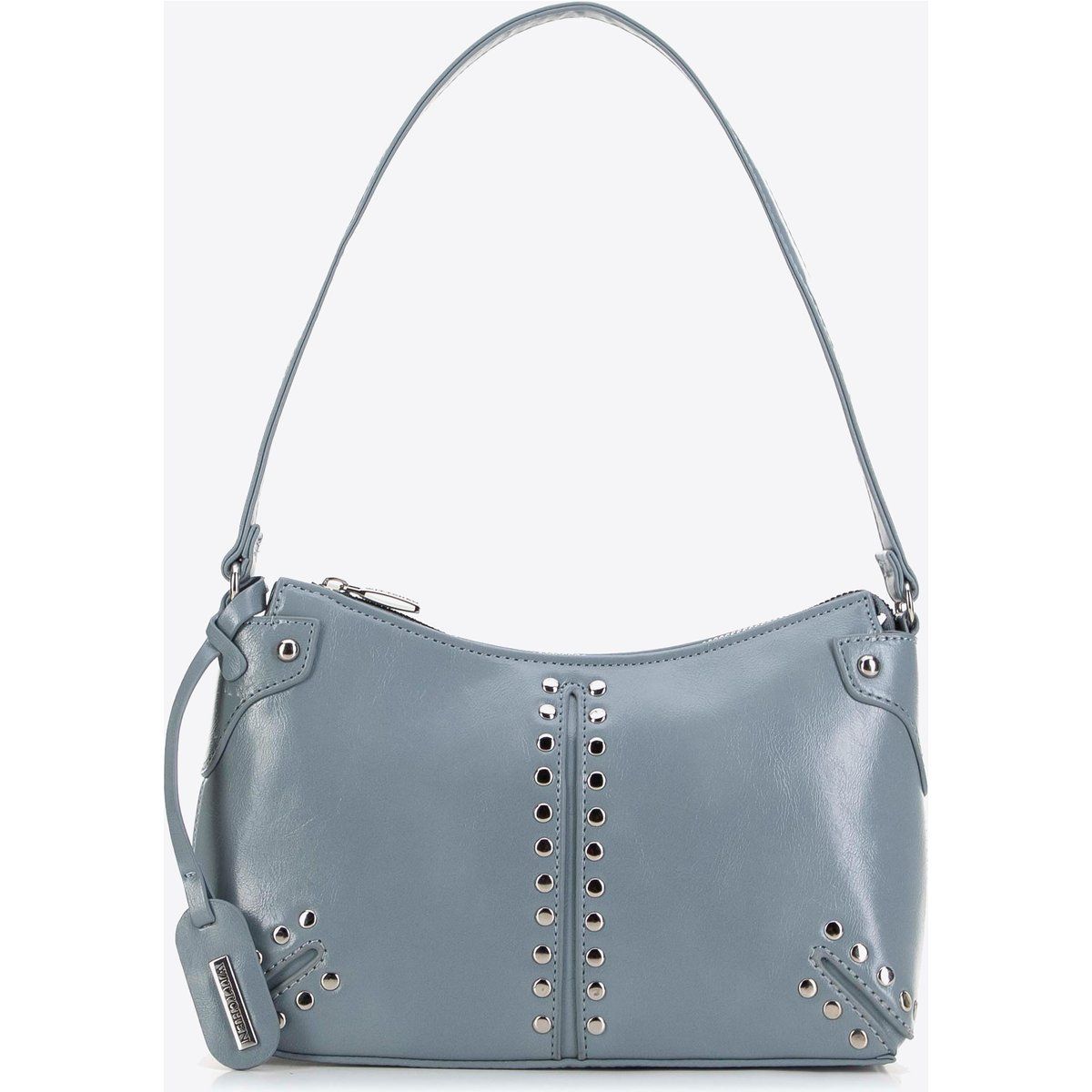 Geschwungene Schultertasche mit Nieten