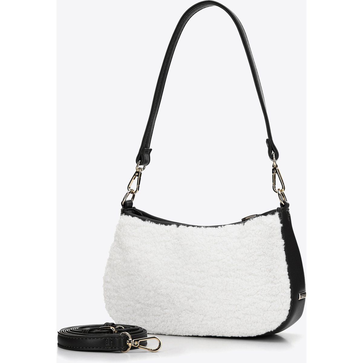 Baguette-Handtasche mit Kunstfell-Besatz