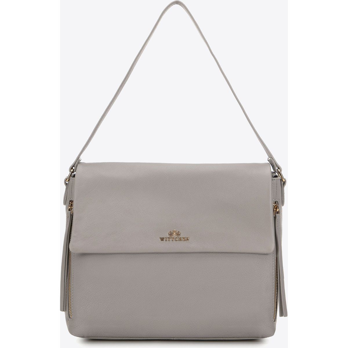 Leder-Schultertasche mit Quasten-Reißverschlüssen