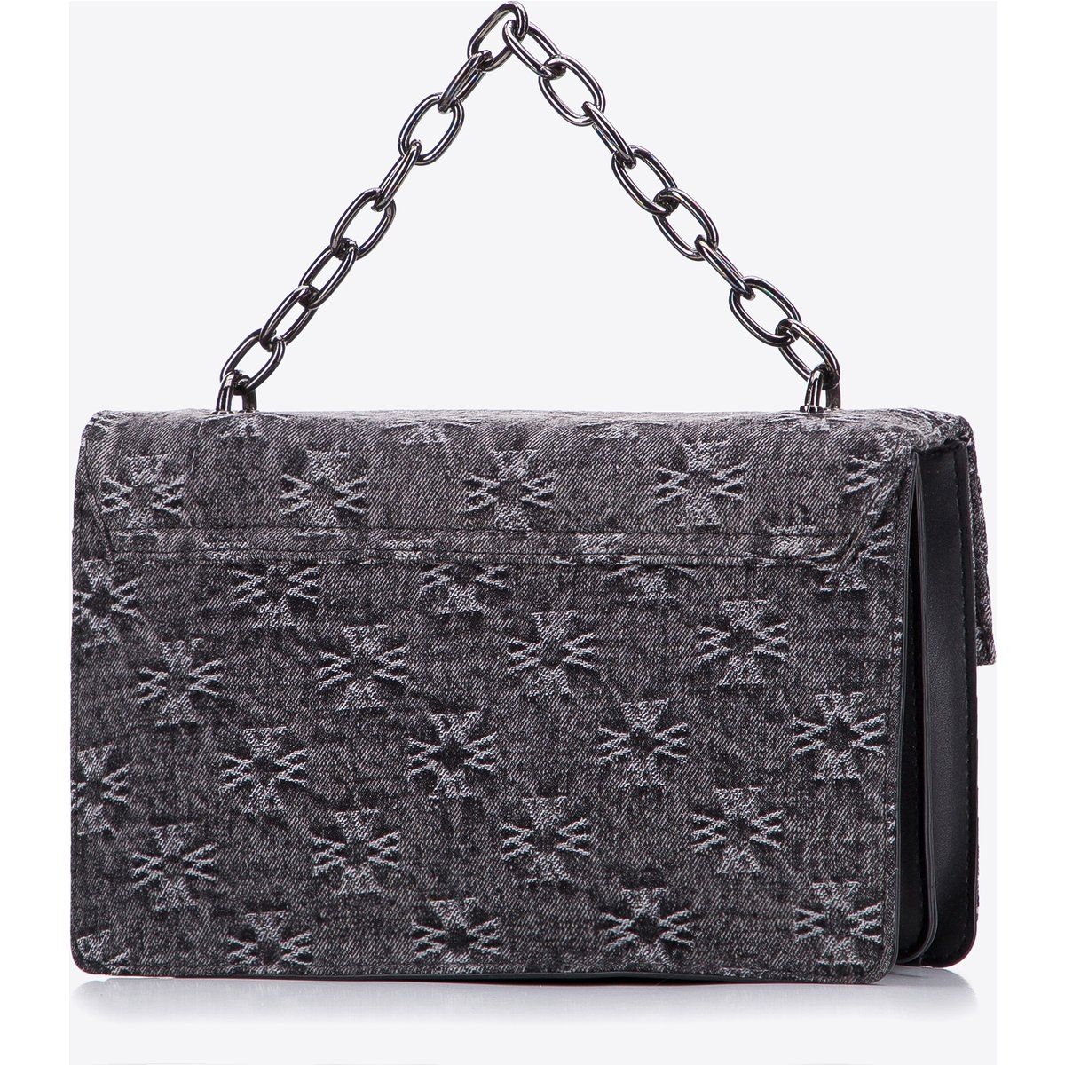 Denim-Schultertasche mit Monogramm