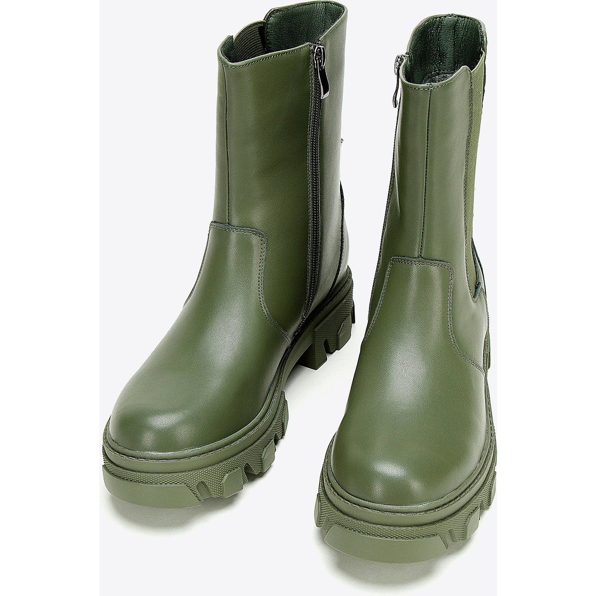 Robuste Plateau-Stiefeletten aus Leder