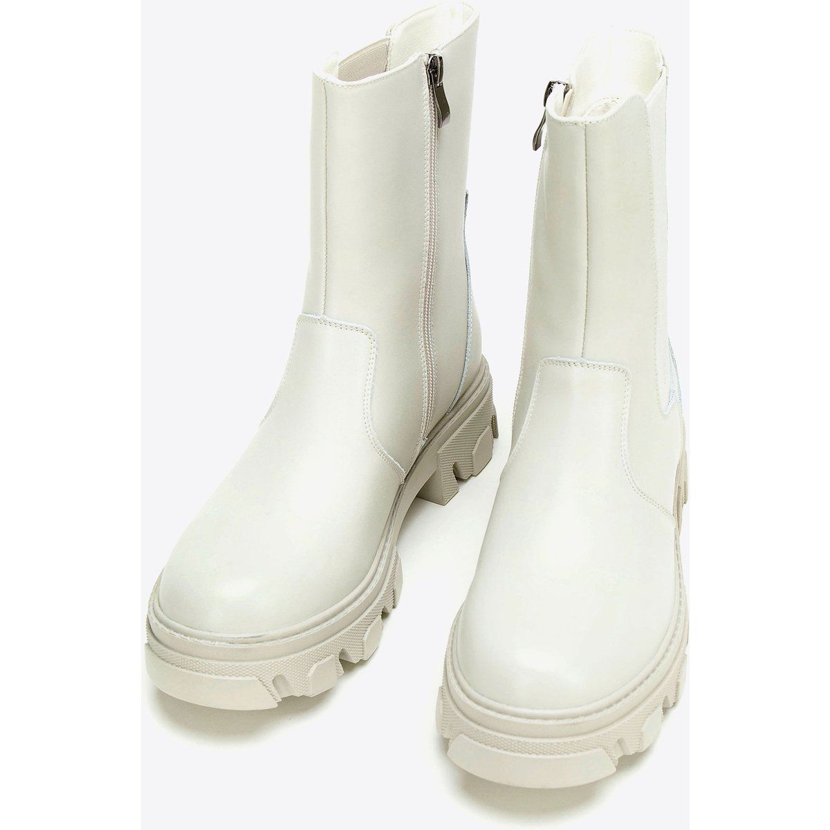 Moderne Leder-Plateau-Stiefeletten