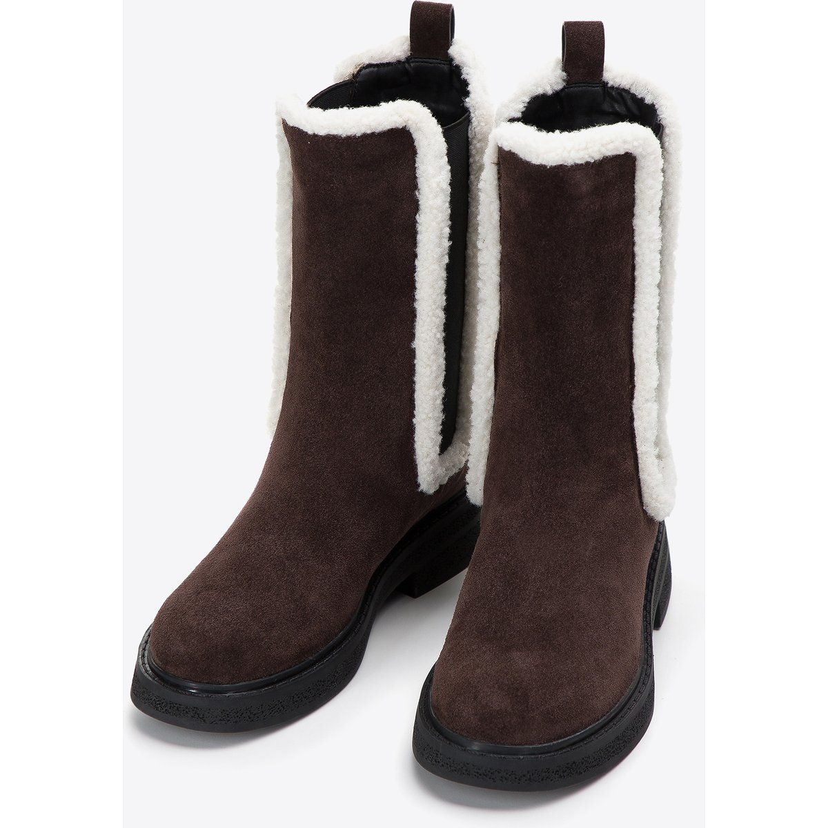 Wildlederstiefel mit Kunstfell-Besatz