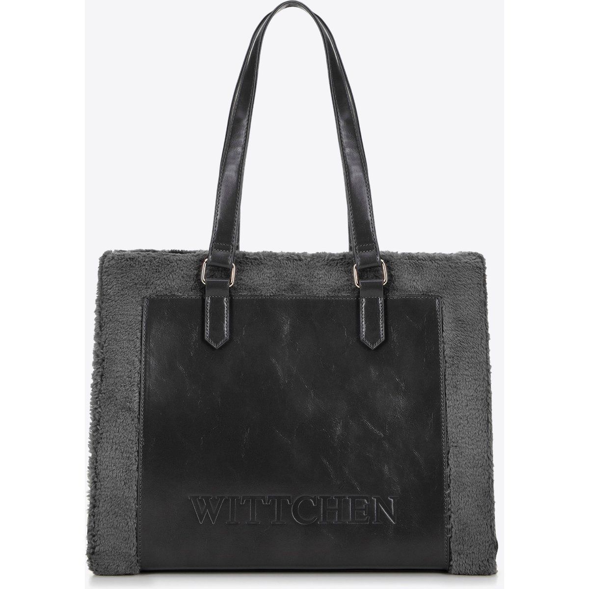 Strukturierte Shopper mit Kunstfellbesatz