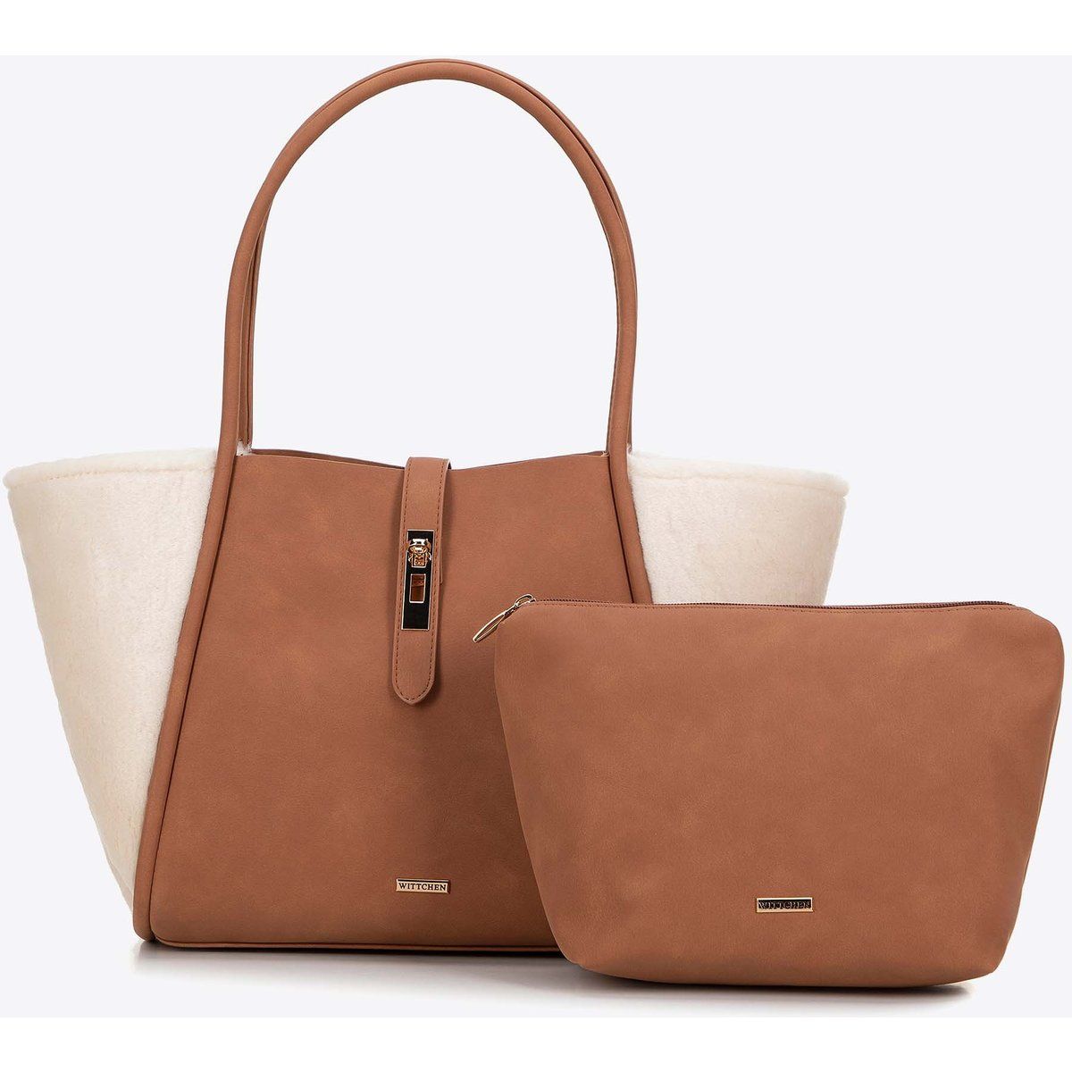 Shopper-Tasche mit Kunstpelleinsätzen