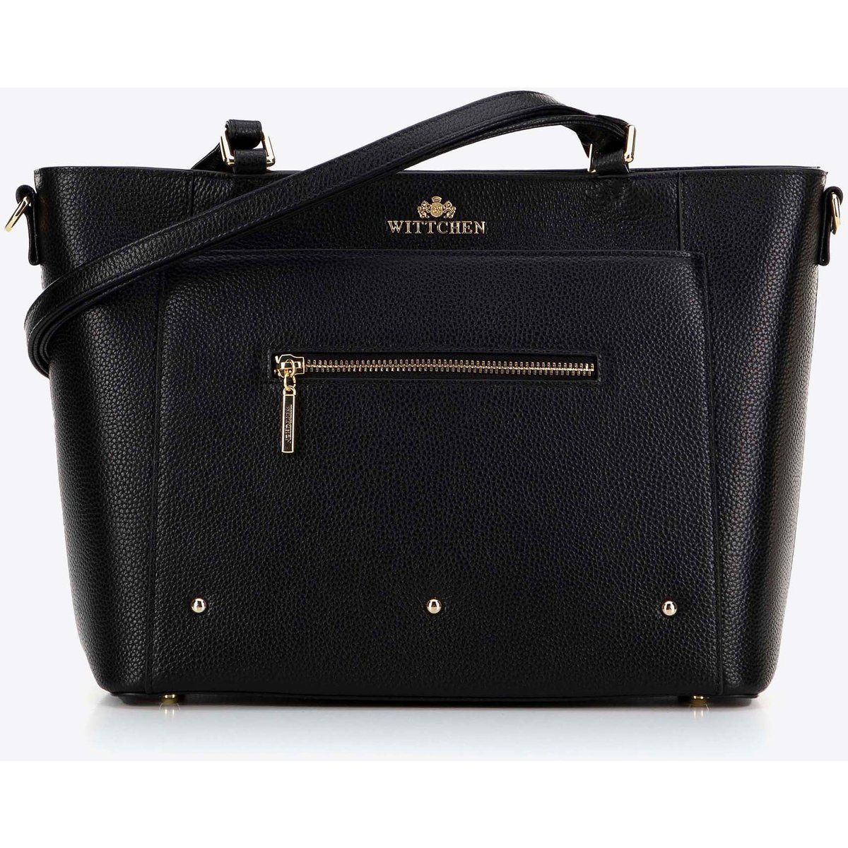 Shopper aus genarbtem Leder mit Gold-Details