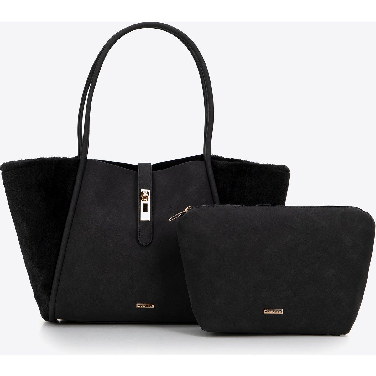 Shopper aus Öko-Leder und Kunstpelz