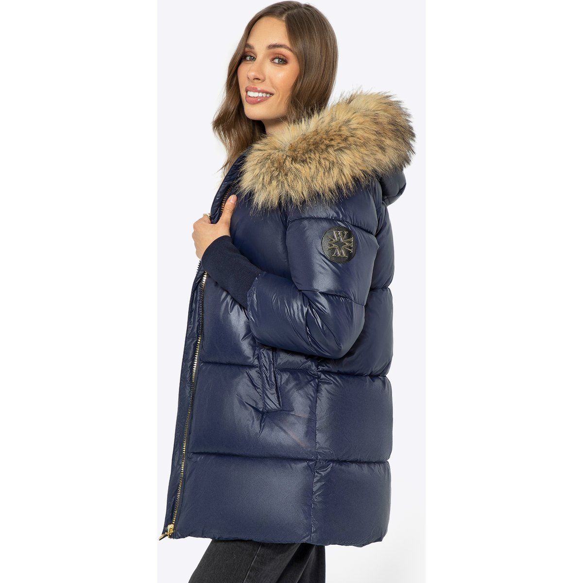 Gesteppte Pufferjacke mit Kunstpelz