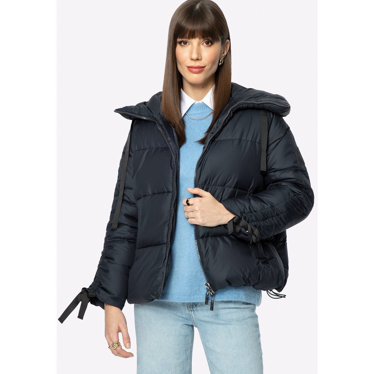 Oversize-Steppjacke mit gerafften Ärmeln