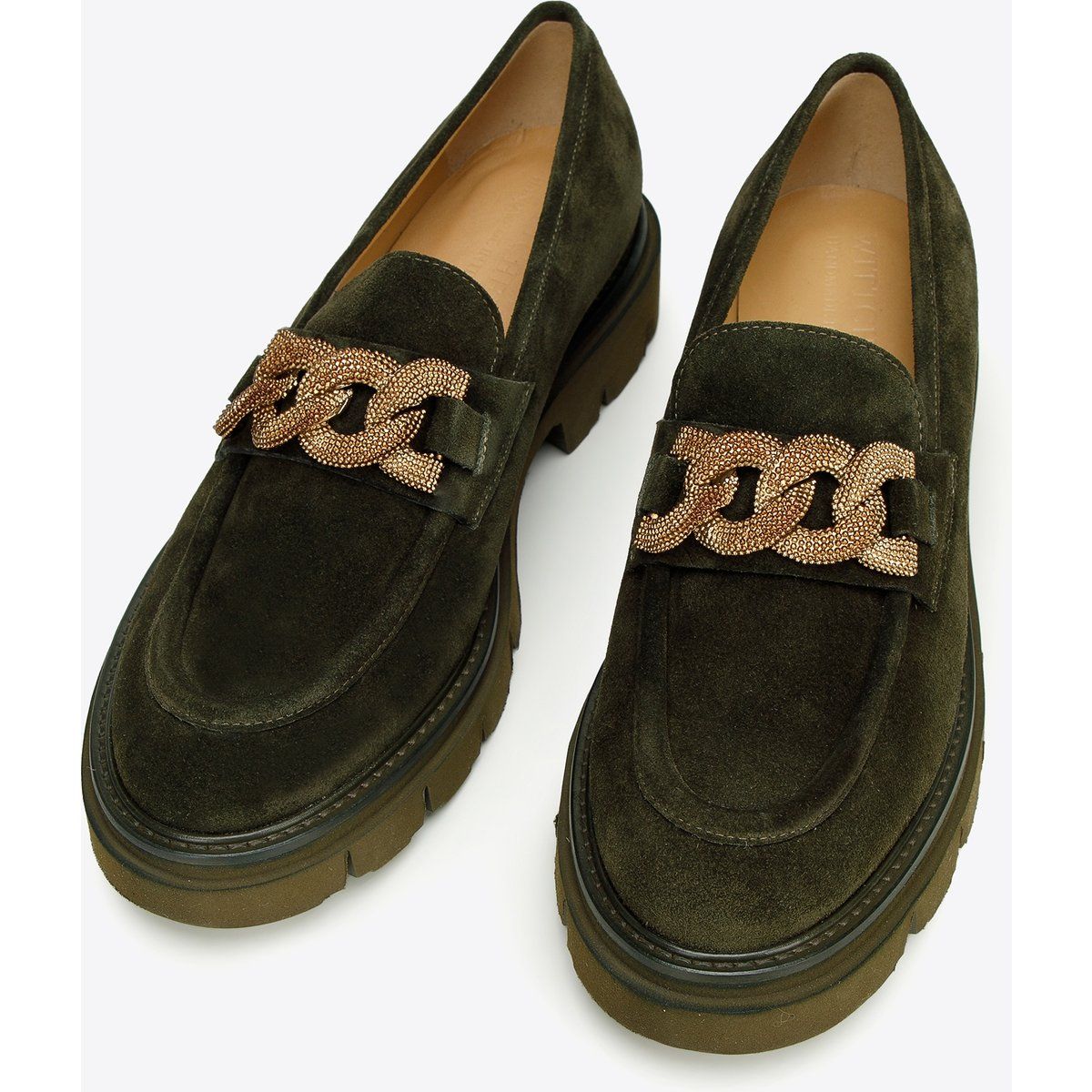 Plateau-Loafer aus Wildleder mit Kette