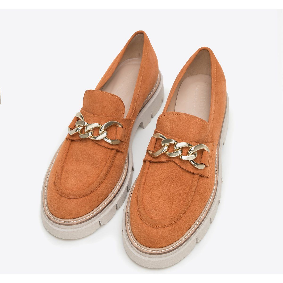 Wildleder-Loafer mit Plateau und Kette