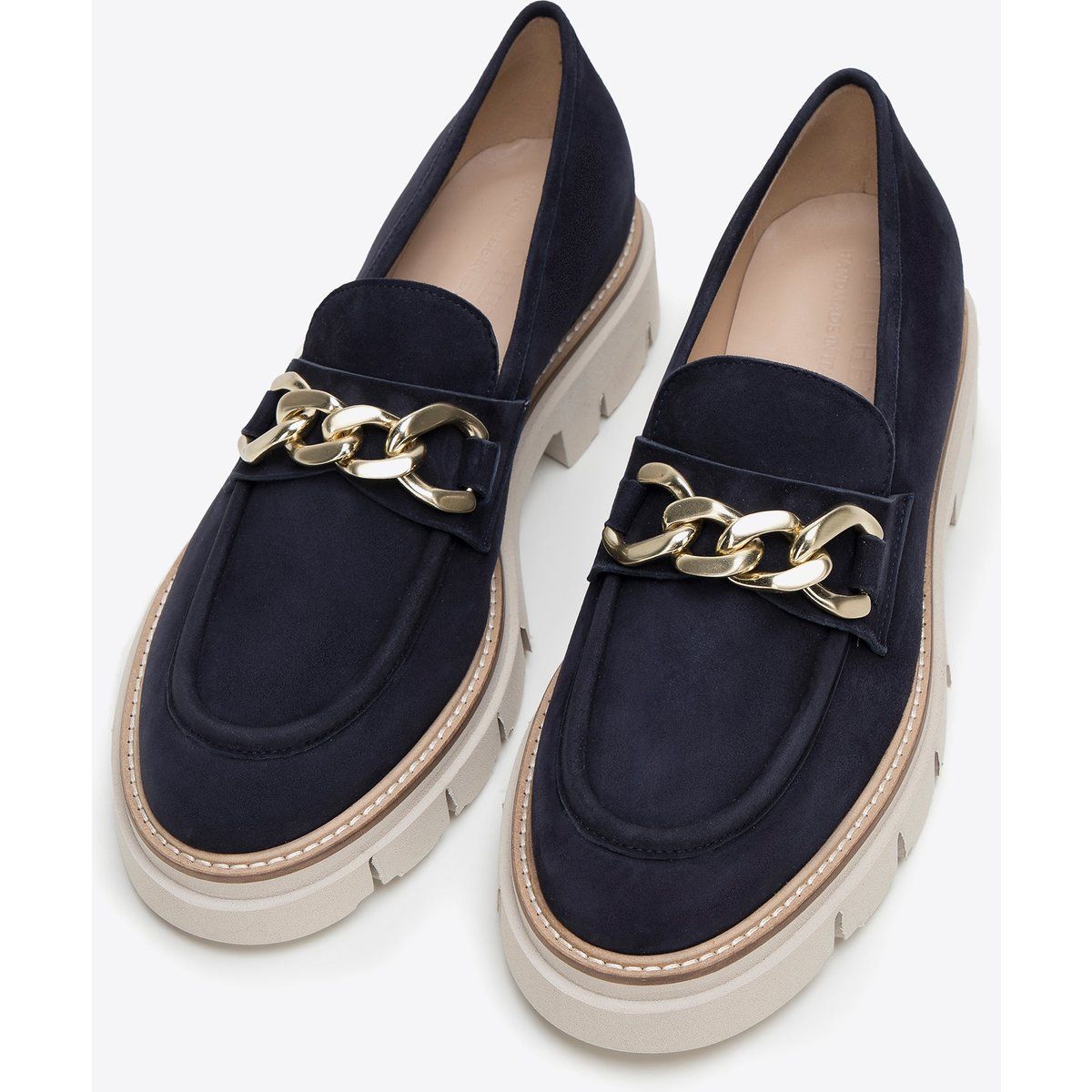 Plateau-Loafer aus Wildleder mit Gliederkette