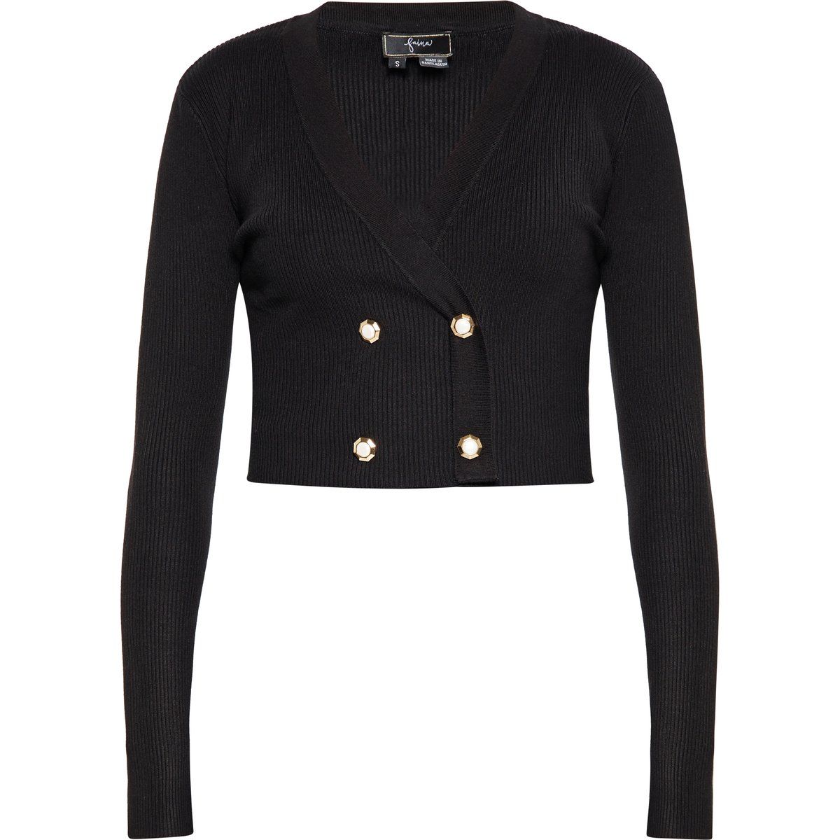 Zweireihige kurz geschnittene Strickjacke