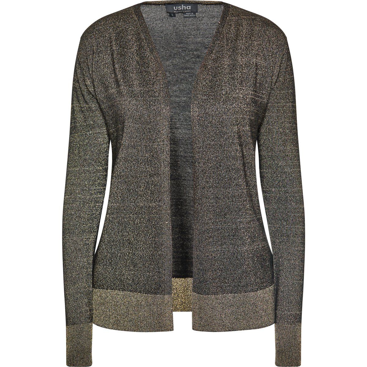 Eleganter offener Metallic-Cardigan