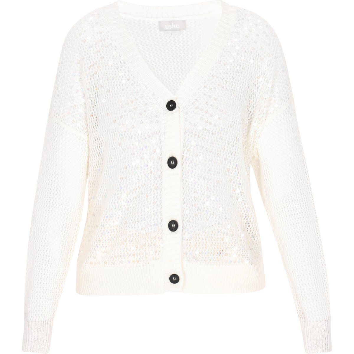 Cardigan mit Pailletten und V-Ausschnitt