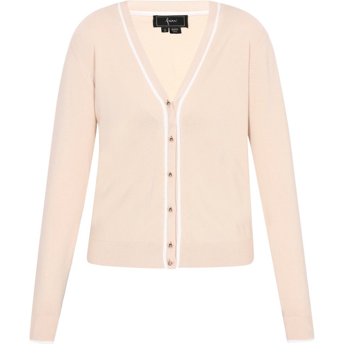 Cardigan mit V-Ausschnitt und Kontrastpaspel
